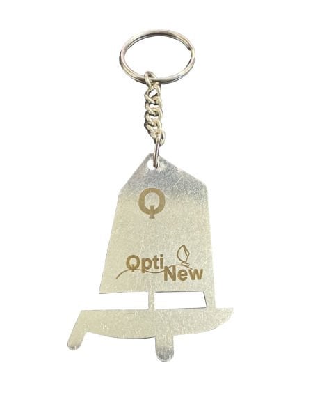 Optimist metal keychain