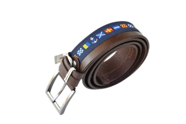 Denizci Bayraklı Deri Kemer - %100 Hakiki Deri Yerli Üretim