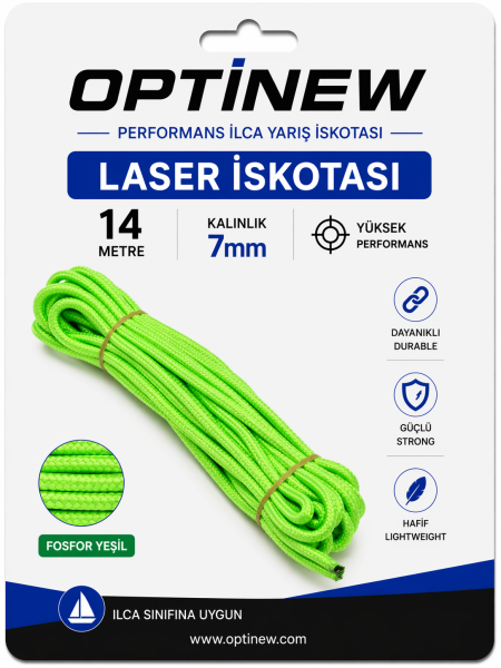 Ilca (laser) İskota Fosforlu Yeşil Orta sert 14m