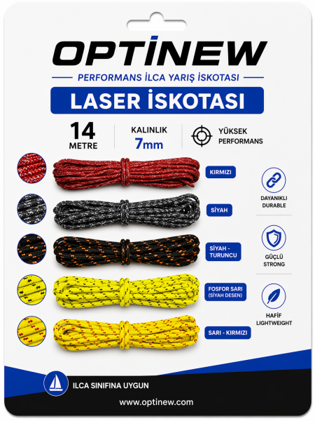 Ilca (Laser) İskotası 7 mm - 14 Metre Performans İskota Halatı