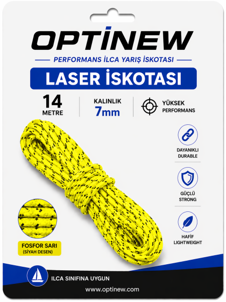 Ilca (Laser) İskotası 7 mm - 14 Metre Performans İskota Halatı